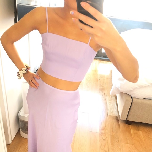 NWT Zara Lilac Satin Crop Top & Skirt Set - Picture 8 of 8